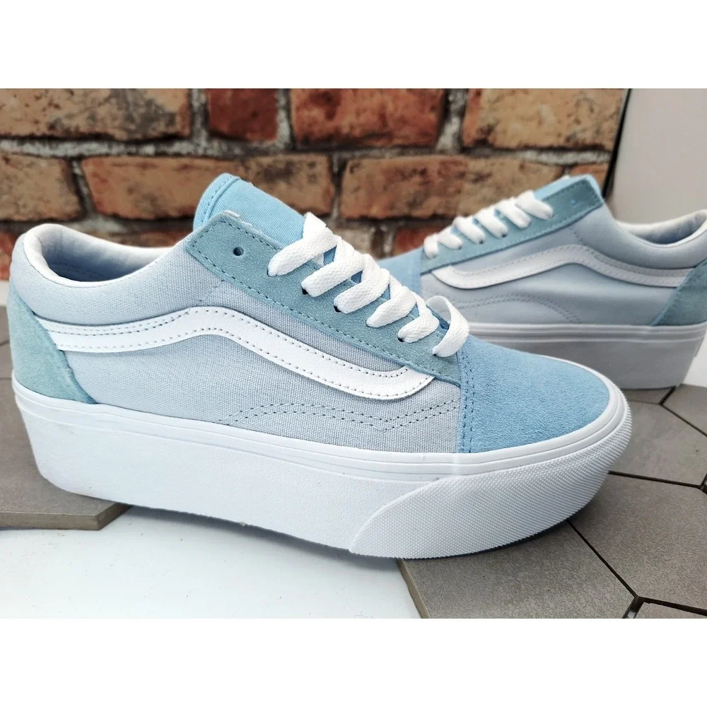 VANS Old Stack Platform Lift Shoes Blue White Stackform Women's 5 / Girls GS 3.5